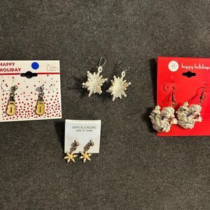 Holiday earrings and snowflake snowman bundle‎ - 4 pairs of earrings
